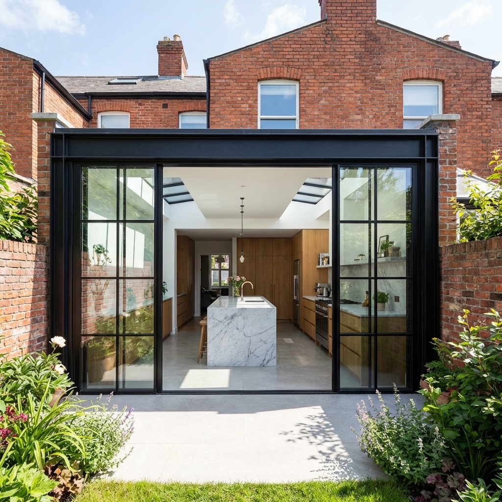 Light-filled side-return kitchen extension on a Victorian terraced home in Portobello, Dublin 8
